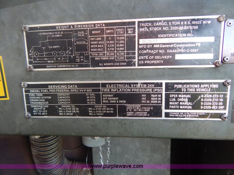 image for item B5933 1984 Am General M925 military truck