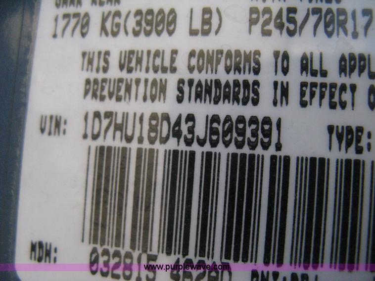 image for item H4485 2003 Dodge Ram 1500 Laramie Quad Cab pickup truck