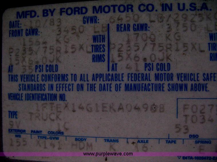 image for item H4486 1984 Ford F150 SuperCab pickup truck