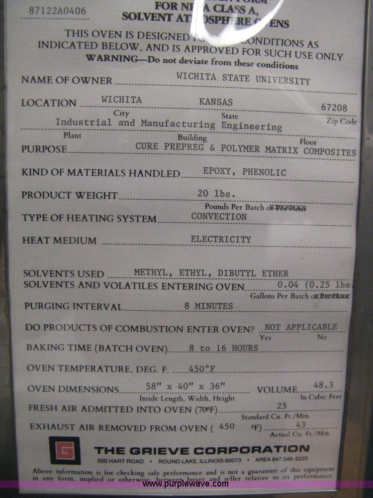 image for item H4498 Grieve AG500 composite curing oven