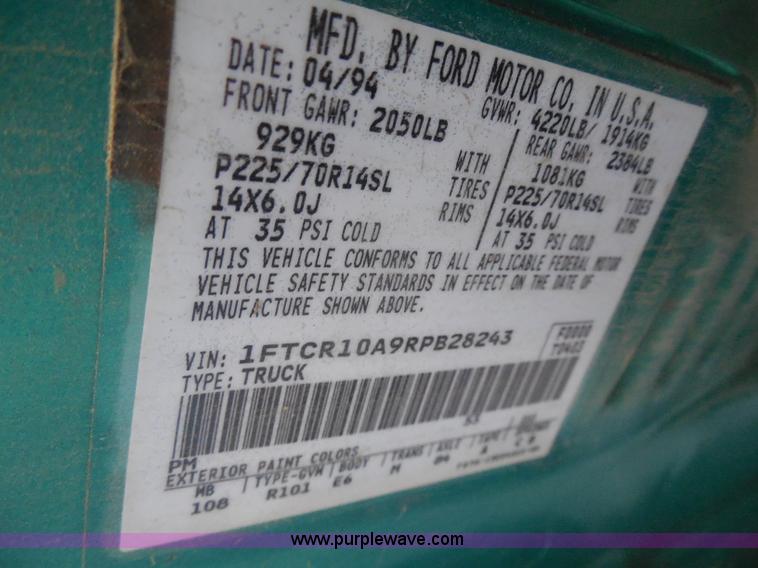 image for item I1267 1994 Ford Ranger XLT pickup truck