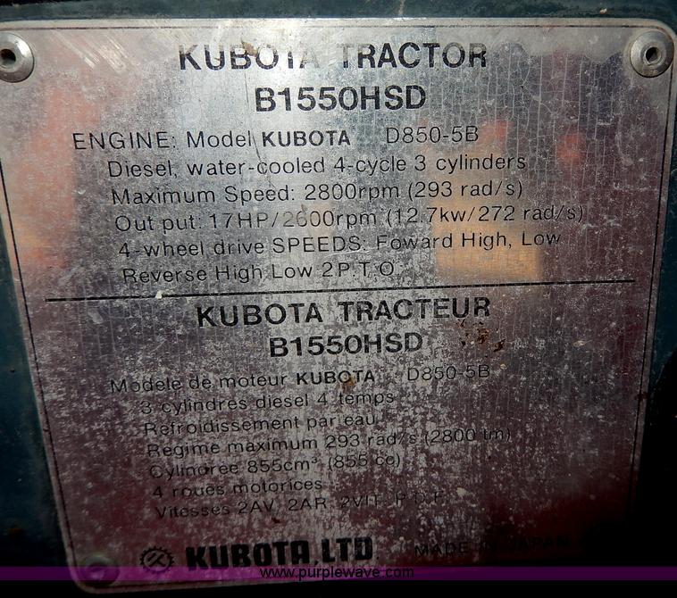 image for item I4364 Kubota B1550 tractor