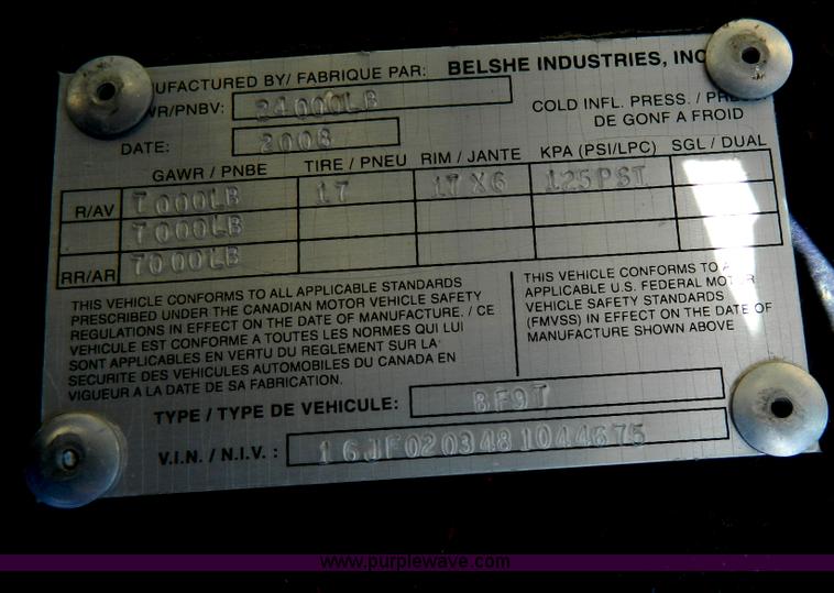 image for item AZ9157 2008 Belshe triple axle trailer