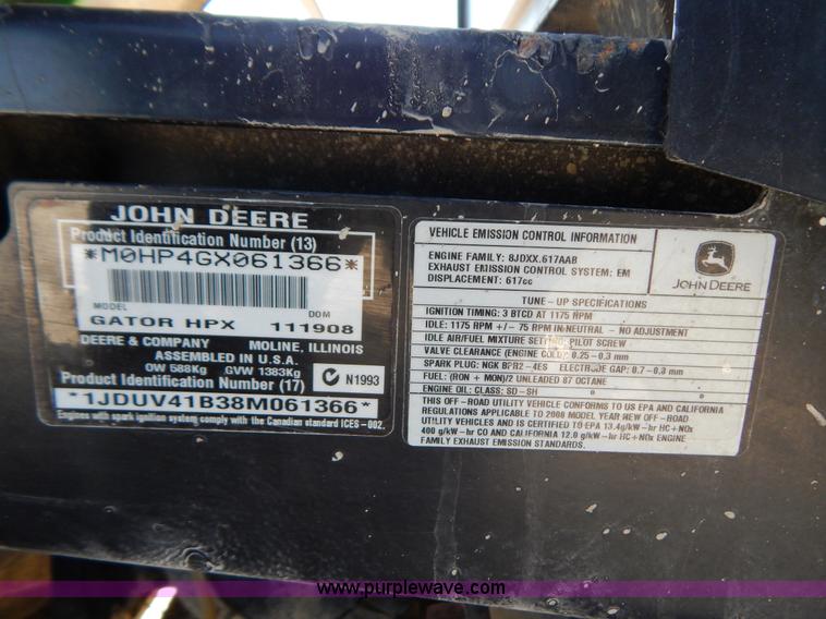 image for item B5952 2008 John Deere HPX Gator utility vehicle