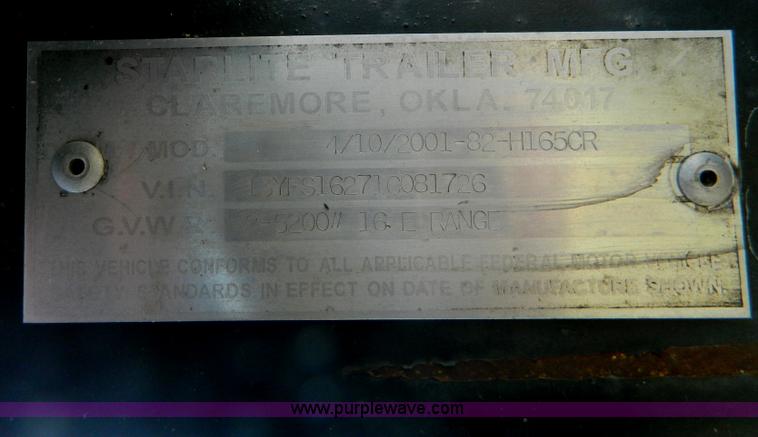 image for item D6052 2001 Starlite trailer