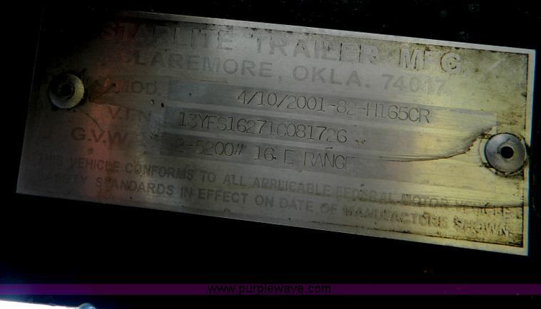 image for item D6052 2001 Starlite trailer