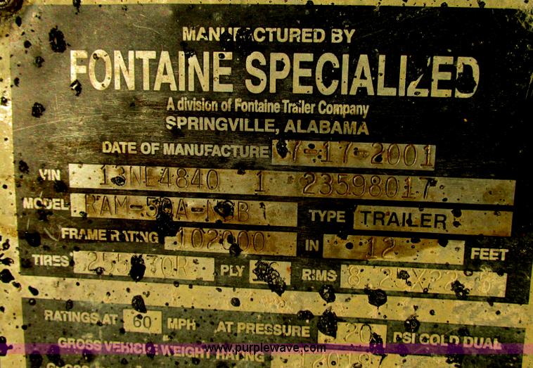 image for item F5359 2002 Fontaine RAM-50-ANGB triple axle lowboy trailer