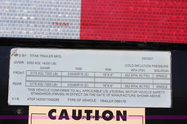 image for item H6802 2007 Titan gooseneck dump trailer