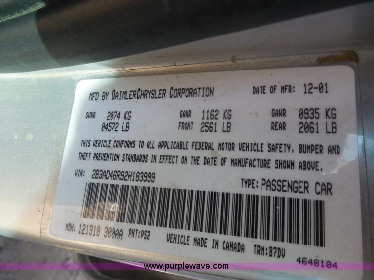 image for item I1277 2002 Dodge Intrepid SE