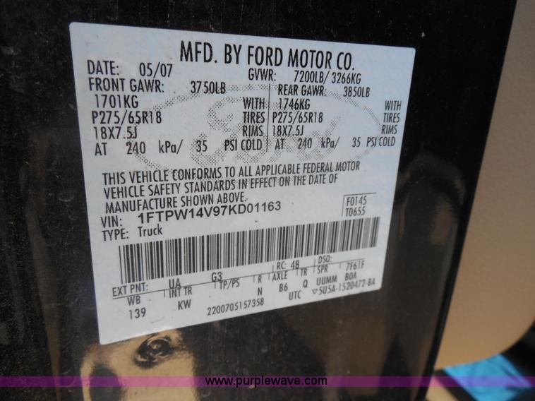 image for item I1287 2007 Ford F150 XL SuperCrew pickup truck