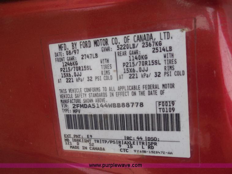 image for item I1290 1998 Ford Windstar van