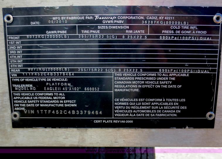 image for item F6687 2011 Transcraft Eagle II flatbed trailer