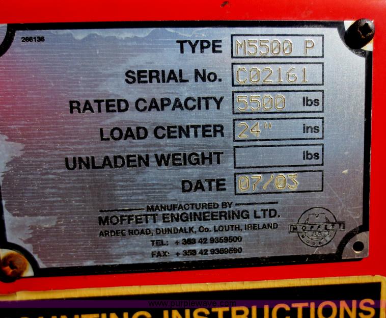 image for item F6691 2003 Moffett M5500P truck mounted forklift