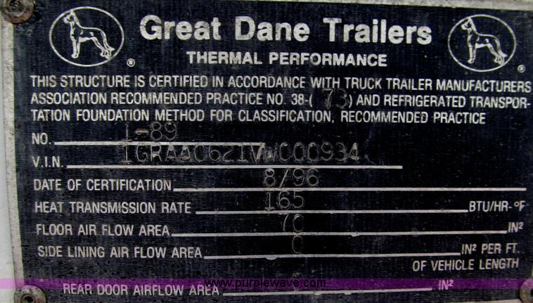 image for item G2160 1997 Great Dane 7811TZ-1W53 reefer trailer