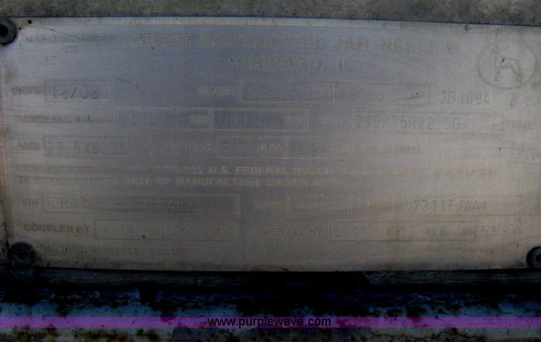 image for item H6270 2003 Great Dane 7311TJWA dry van trailer