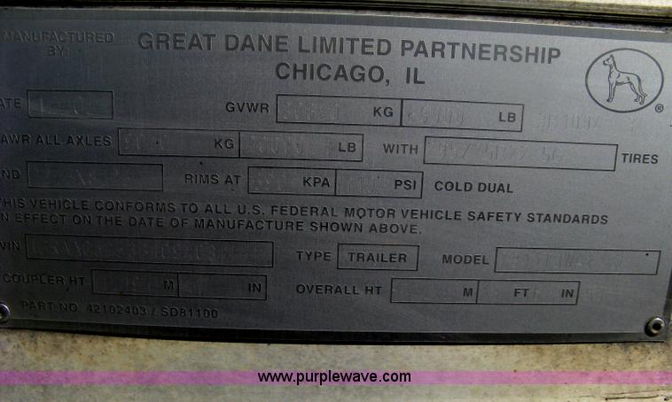 image for item H6271 2003 Great Dane 7311TJWA dry van trailer