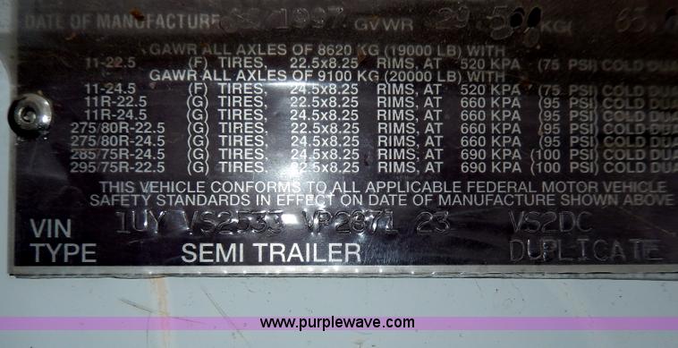 image for item I4275 1997 Utility 53' dry van trailer