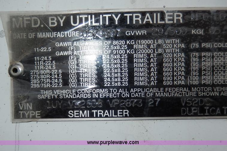 image for item I4277 1997 Utility 53' dry van trailer