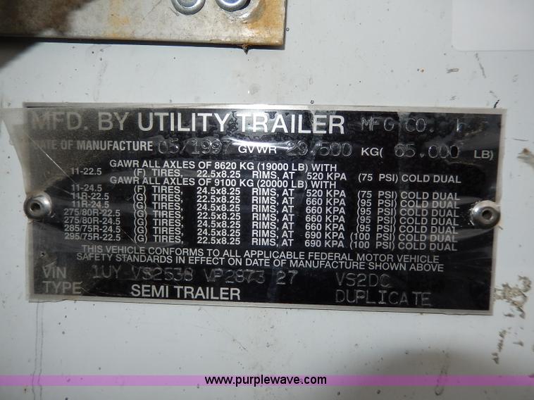 image for item I4277 1997 Utility 53' dry van trailer