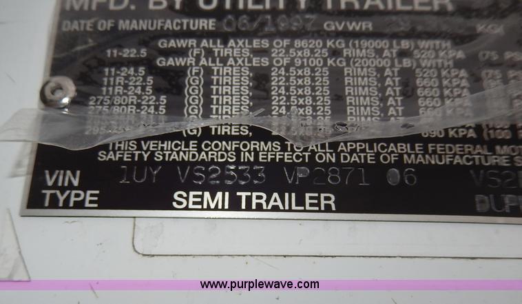 image for item I4307 1997 Utility 53' dry van trailer