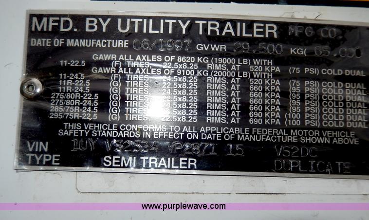 image for item I4310 1997 Utility 53' dry van trailer