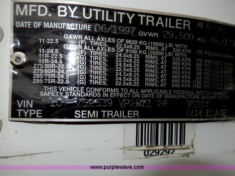 image for item I4311 1997 Utility 53' dry van trailer