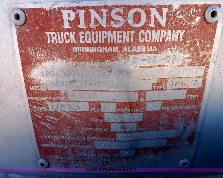 image for item I8400 2003 Pinson feed body trailer