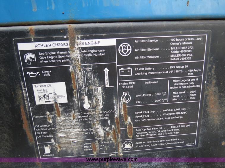 image for item B4776 2002 Miller Trailblazer 301G welder/generator