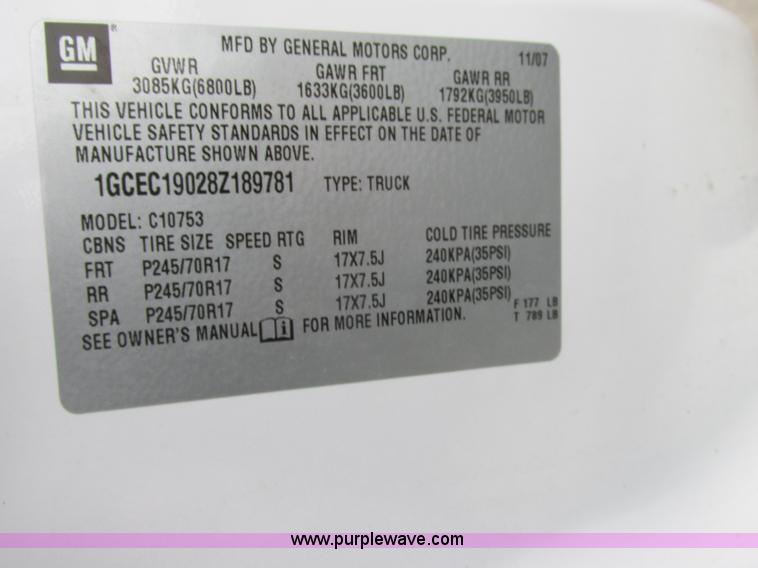 image for item F5372 2008 Chevrolet Silverado 1500 Ext. Cab pickup truck