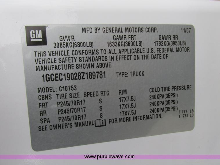 image for item F5372 2008 Chevrolet Silverado 1500 Ext. Cab pickup truck