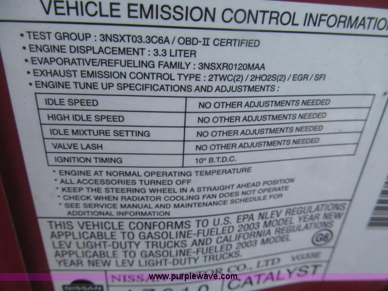 image for item F7187 2003 Nissan Frontier SE King Cab pickup truck