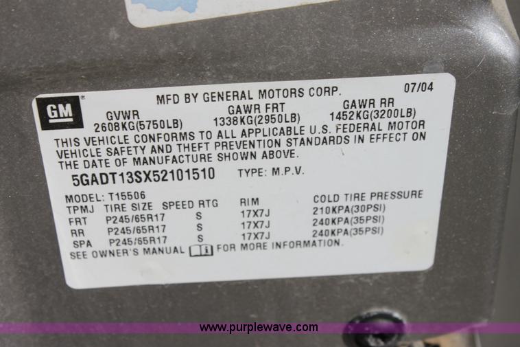 image for item G4159 2005 Buick Rainier CXL SUV