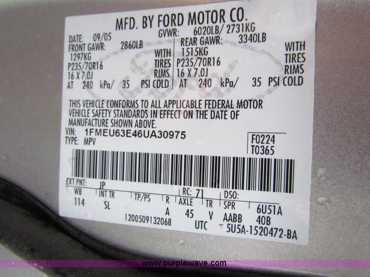 image for item G4351 2006 Ford Explorer XLT SUV