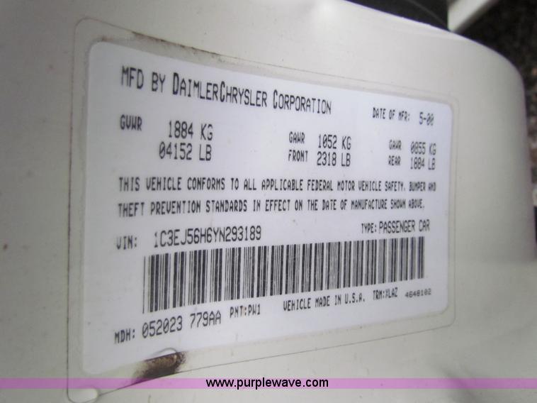 image for item G4353 2000 Chrysler Cirrus LXi