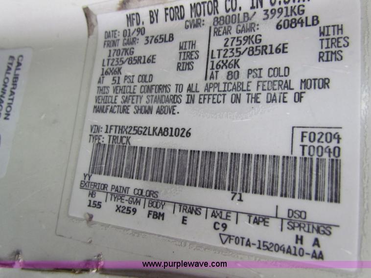 image for item G4356 1990 Ford F250 HD SuperCab pickup truck