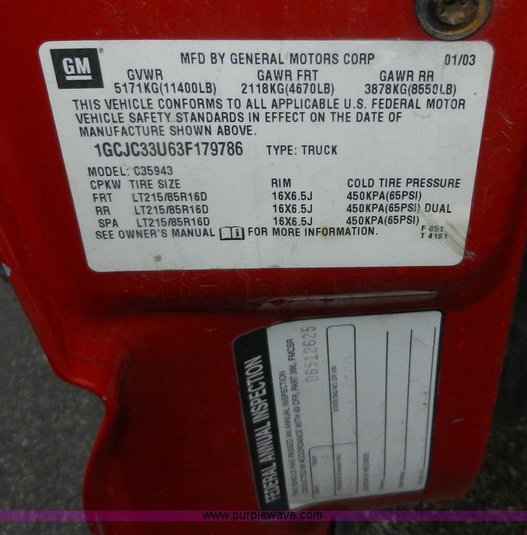 image for item H9574 2003 Chevrolet Silverado 3500 LT Crew Cab pickup truck