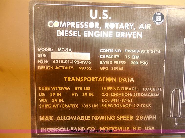 image for item E7741 Ingersoll Rand MC-2A air compressor