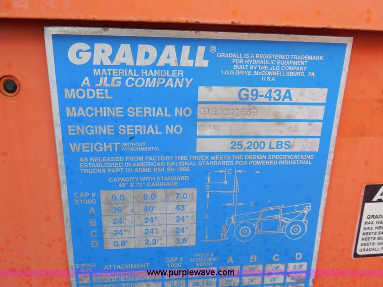 image for item F3250 2003 JLG Gradall G9-43A telehandler