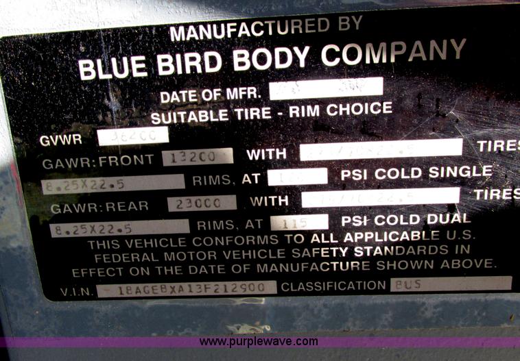 image for item I4977 2003 Blue Bird C4RE bus