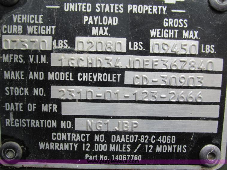 image for item I1252 1985 Chevrolet D30 box truck