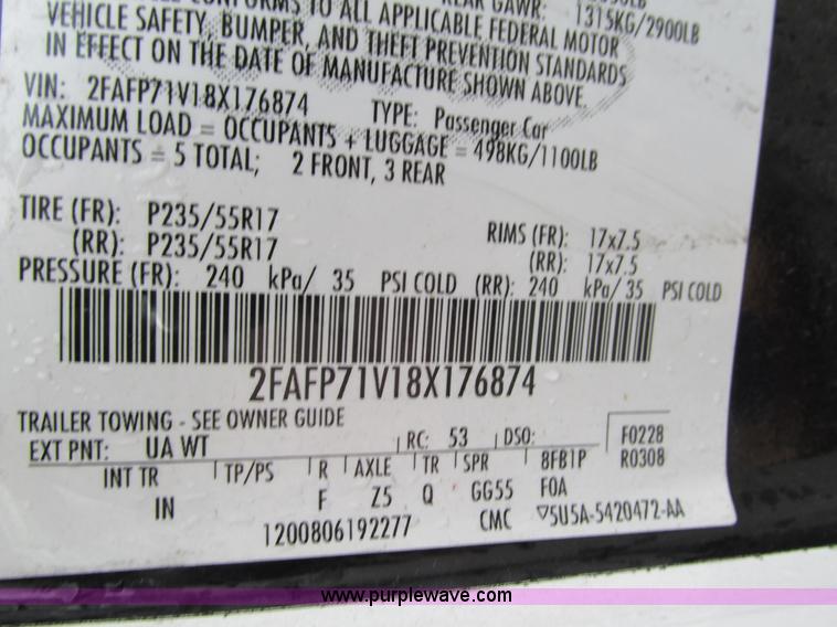 image for item I1253 2008 Ford Crown Victoria Police Interceptor