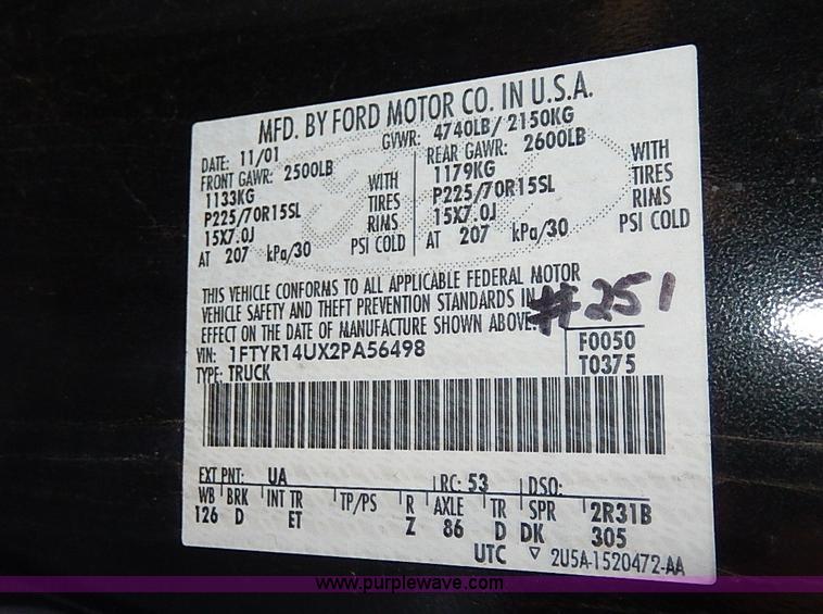 image for item I4262 2002 Ford Ranger XLT SuperCab pickup truck