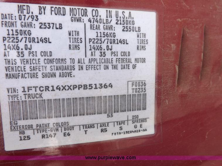 image for item I8489 1993 Ford Ranger XLT SuperCab pickup truck