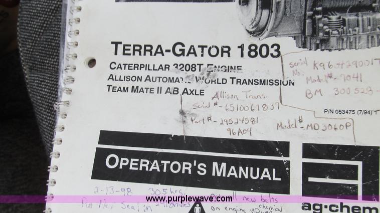 image for item G2161 1996 Ag-Chem TerraGator 1803 self-propelled sprayer floater