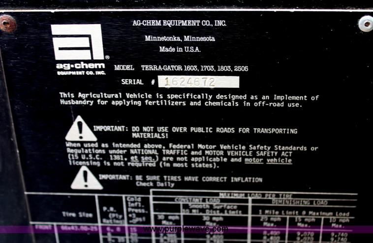 image for item H7961 1992 Ag-Chem TerraGator 1603T dry fertilizer spreader truck