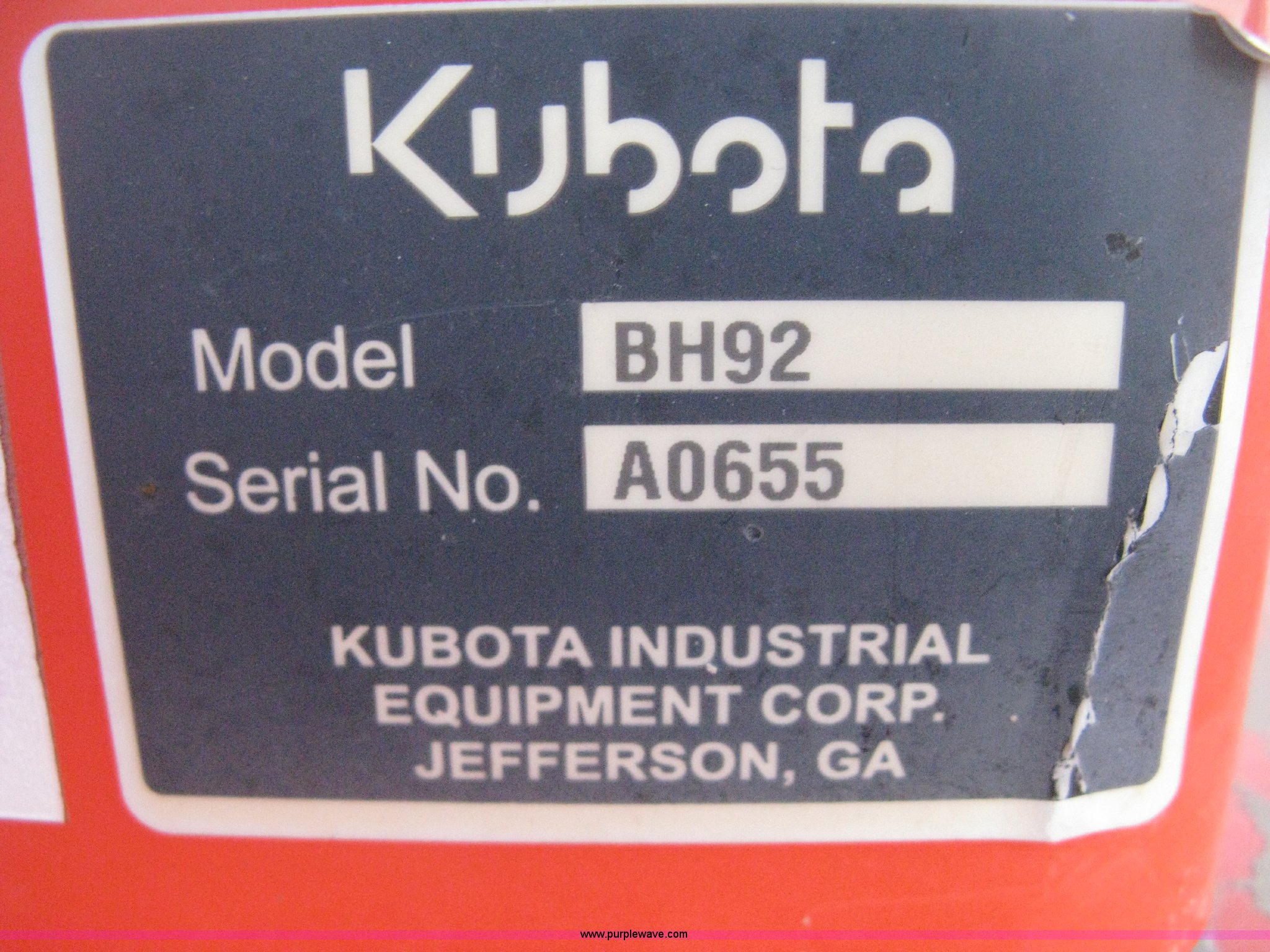 Kubota BH92 backhoe attachment in Hesston, KS Item H4494 sold Purple Wave