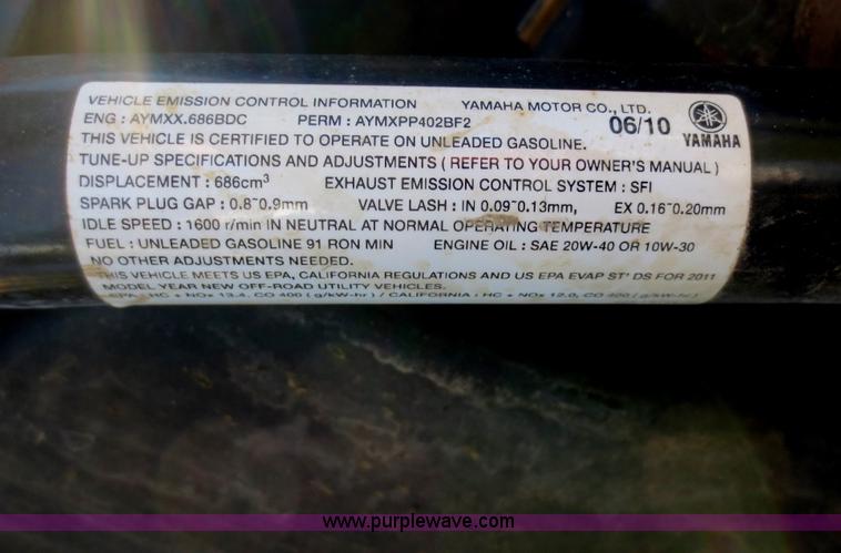 image for item F8035 2011 Yamaha Rhino utility vehicle