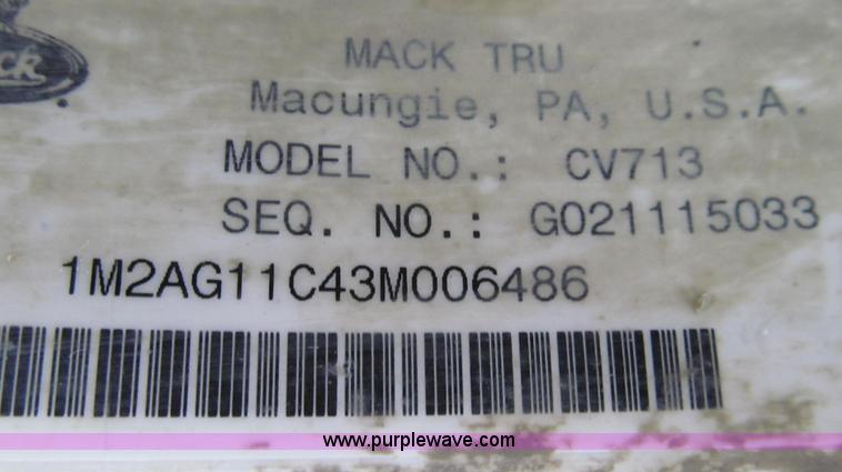 image for item G2162 2003 Mack CV713 waste disposal dump truck