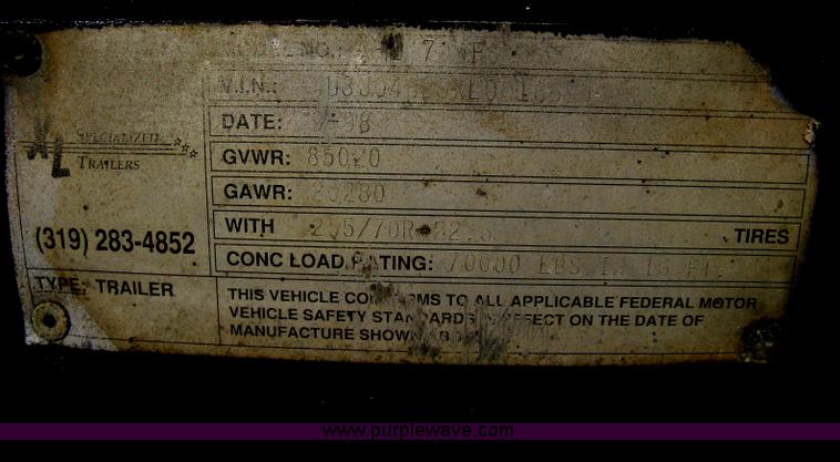 image for item H4375 1999 XL Specialized 70MF0 RGN trailer