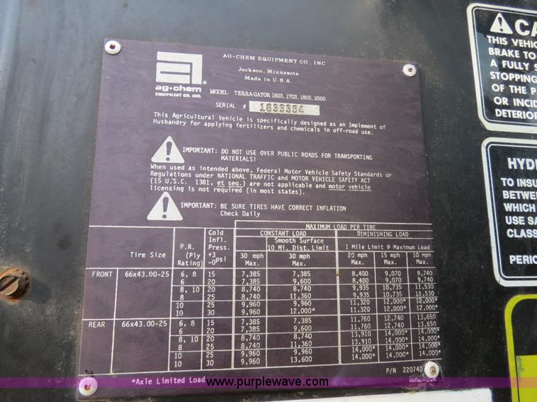 image for item B4816 1995 Ag-Chem TerraGator 1803 liquid applicator floater